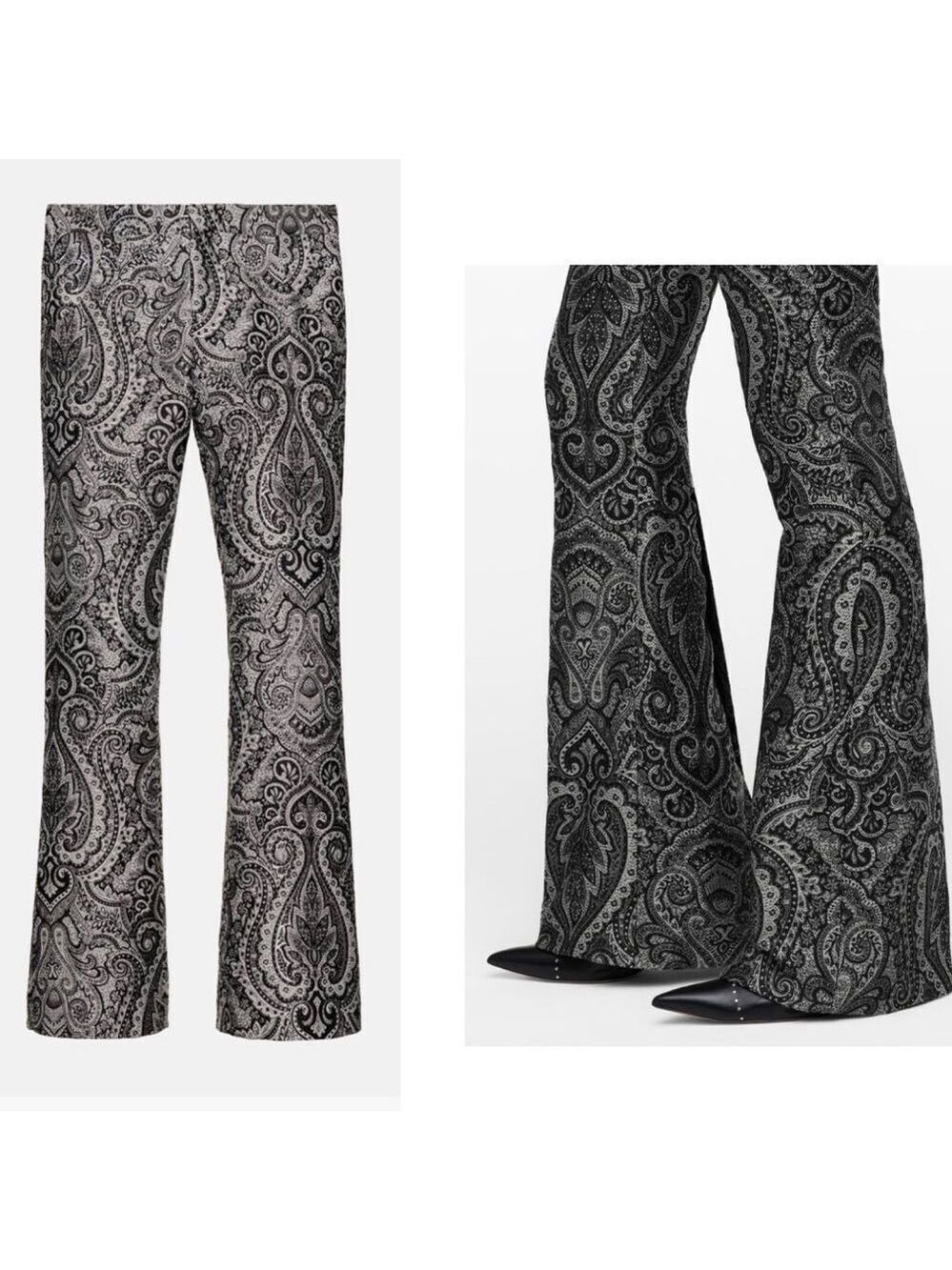 ZARA black silver jacquard pants limited edition Sz M NWT - Picture 5 of 15